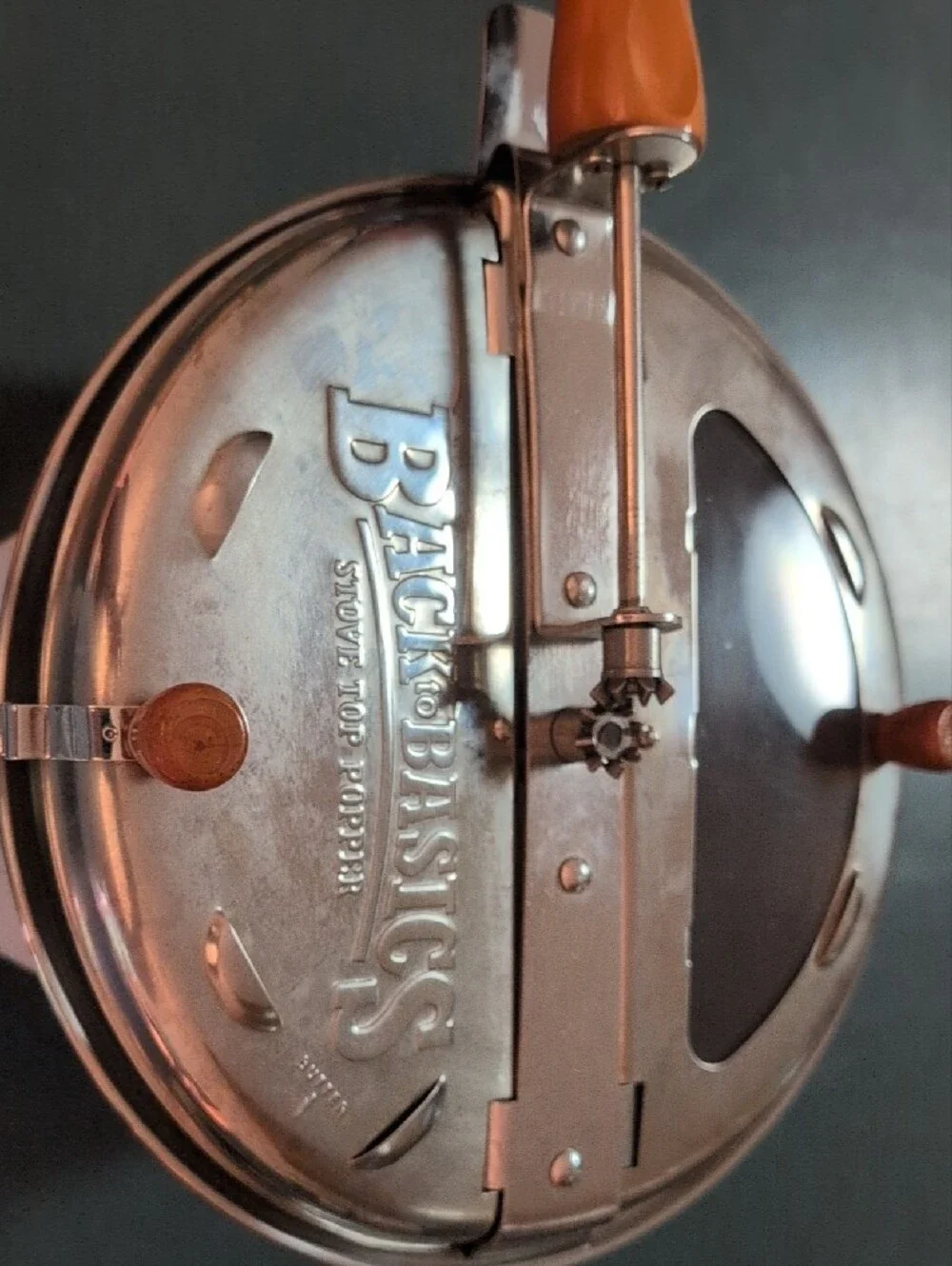Stainless Steel Stove-Top Popcorn Popper - Silver with Wooden Handle